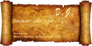Decker Júlia névjegykártya